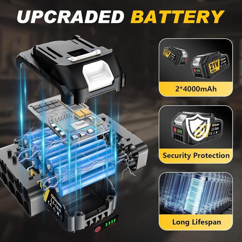 GIISAM Cordless Reciprocating Saw -2x4.0Ah Batteries, Brushless Motor, 3500SPM Max, One-Hand Operation, Tool-Free Blade Change, for DIY & Home Users - Image 3